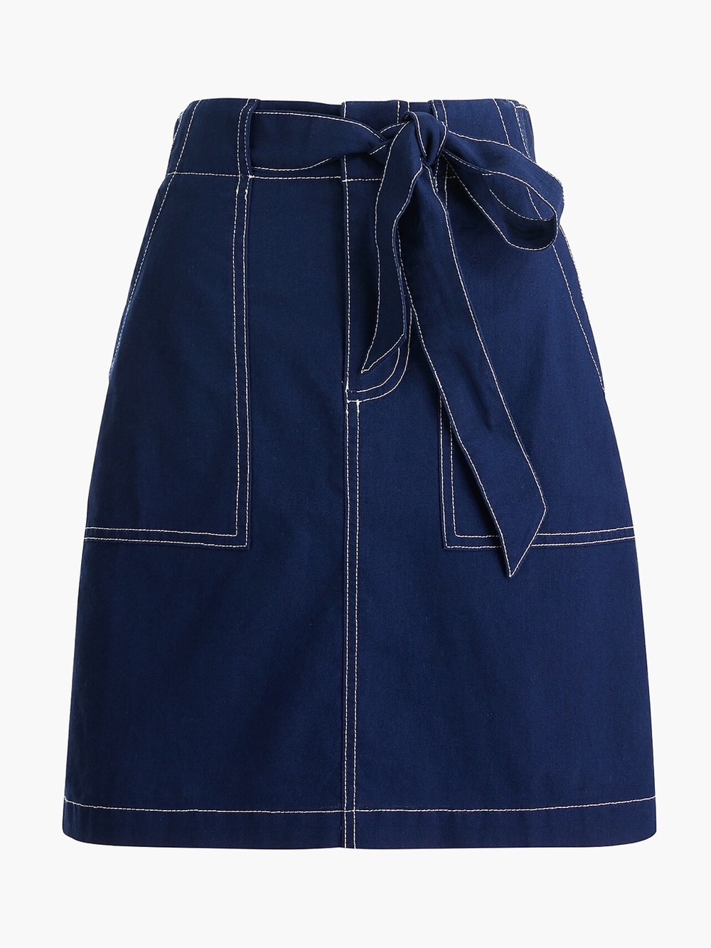 NWT J.Crew Factory Navy Contrast Stitch Linen Blend Utility Skirt